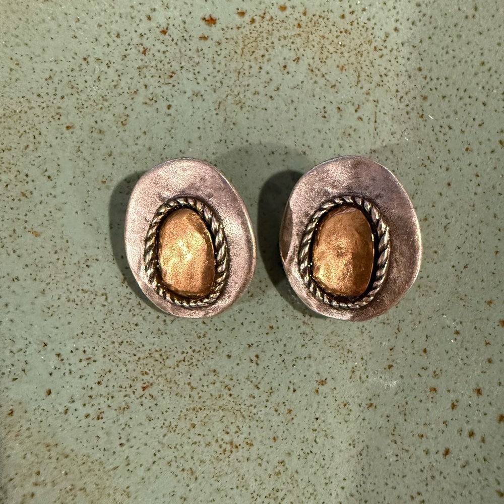 Silver and gold clip on earrings
